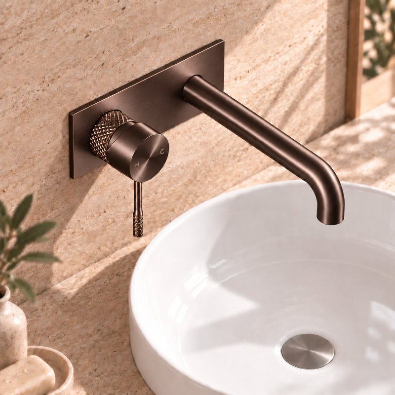  Wall Mounted Mono Basin Mixer, Satin Bronze