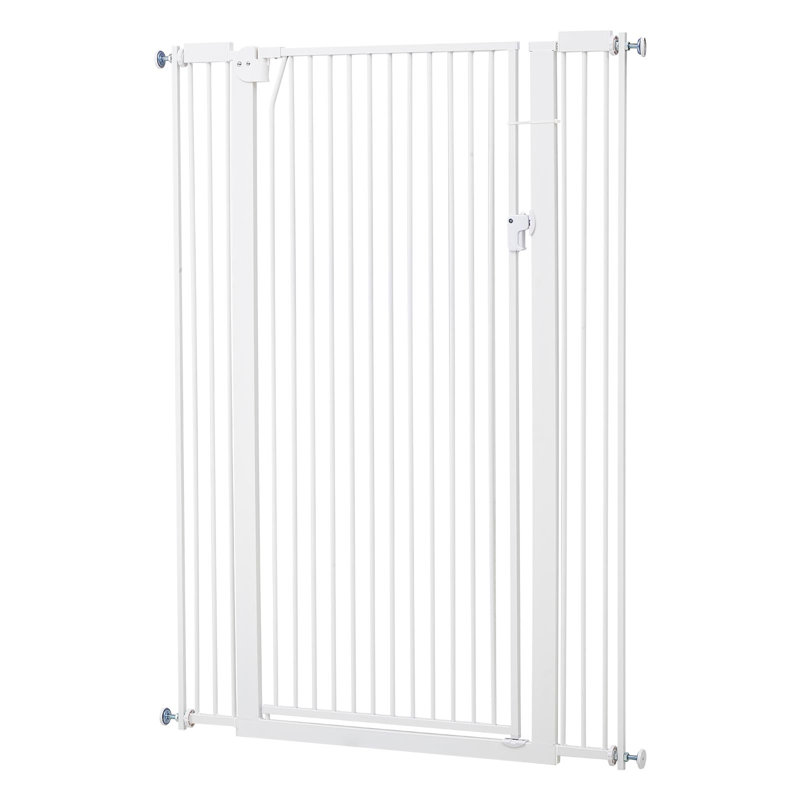 Barrière pour animaux de compagnie en fer-blanc, hauteur 142 cm, largeur réglable de 74 à 104 cm, fixation par pression et murale pour St...