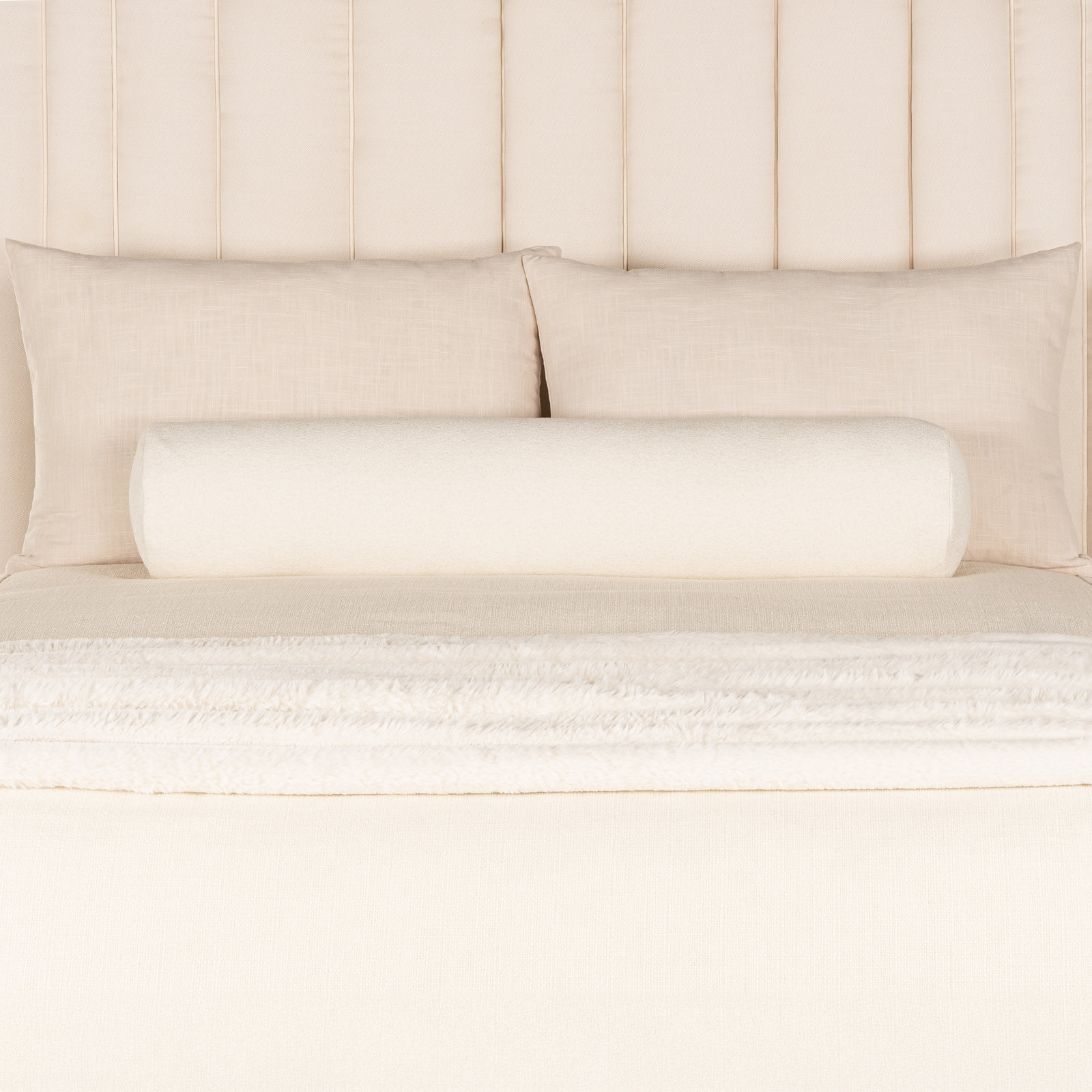 Cascade Throw Pillow, Bolster 8" H x 39" W, Ivory