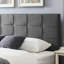 Tête de lit très grande / très élégante: point gaufré, bords passepoilés, hauteur réglable de 48,5 à 53 po, bordures contemporaines en tissu gris, pouces, accessoire de lit-1360353602
