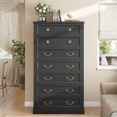 black vertical dresser worn tall Lauren Liess The dressing table of the 6 drawer tall dresser boasts thickened wood construction Villandry 5-Drawer Tall Dresser -
