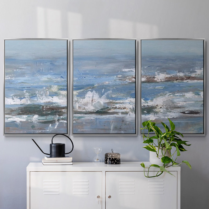 Overcast Tides II - Multi Piece Framed Canvas, 40" H x 78" W x 2" D, Silver
