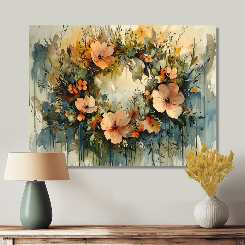 Couronne de perles, symphonie II, art mural en métal, couronne, H 30 po x l 40 po