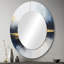 Tempête de marbre bleu et jaune IV - Miroir décoratif abstrait ovale sur métal-315224154