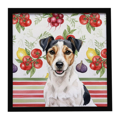 Parson Russell Terrier Vegetables Framed Metal Print