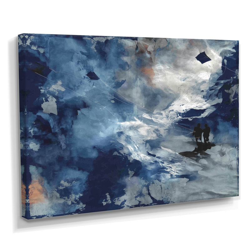 «Blue White Sturdy Guardians Accents With Grey», reproduction d'art sur toile abstraite, H 30 po x l 40 po, Toile tendue