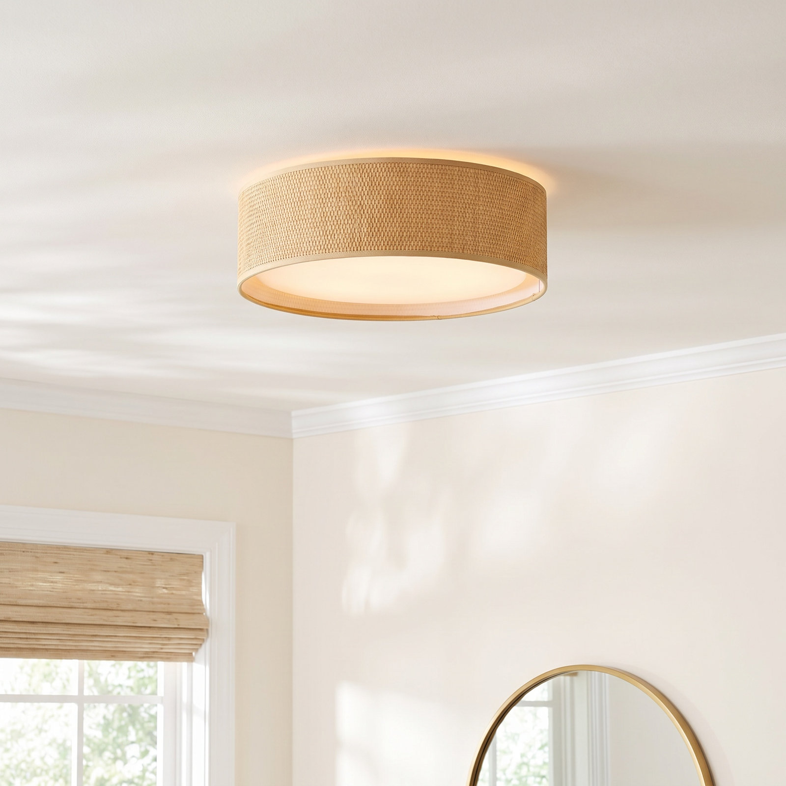 Jessalyn Single Light LED Flush Mount, 5.5" H x 16" W x 16" D, Grass Cloth
