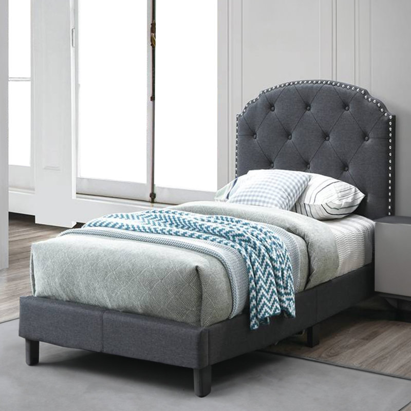 Samanthalee Tufted Upholstered Platform Bed, Queen, Dark Gray