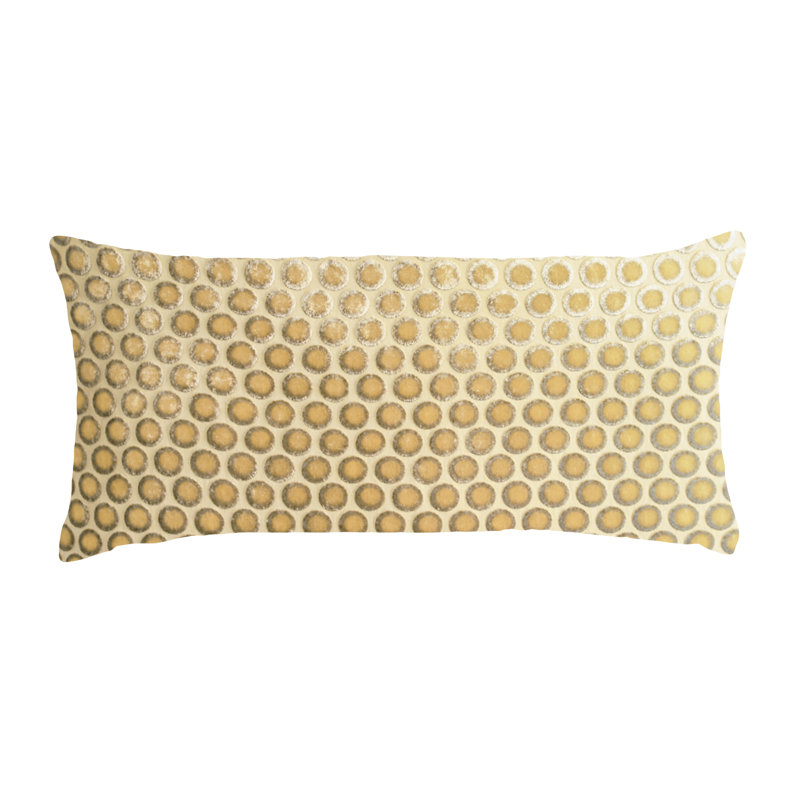 Dots Mini Rectangle Velvet Pillow Cover & Insert, Coyote, 7" x 15"
