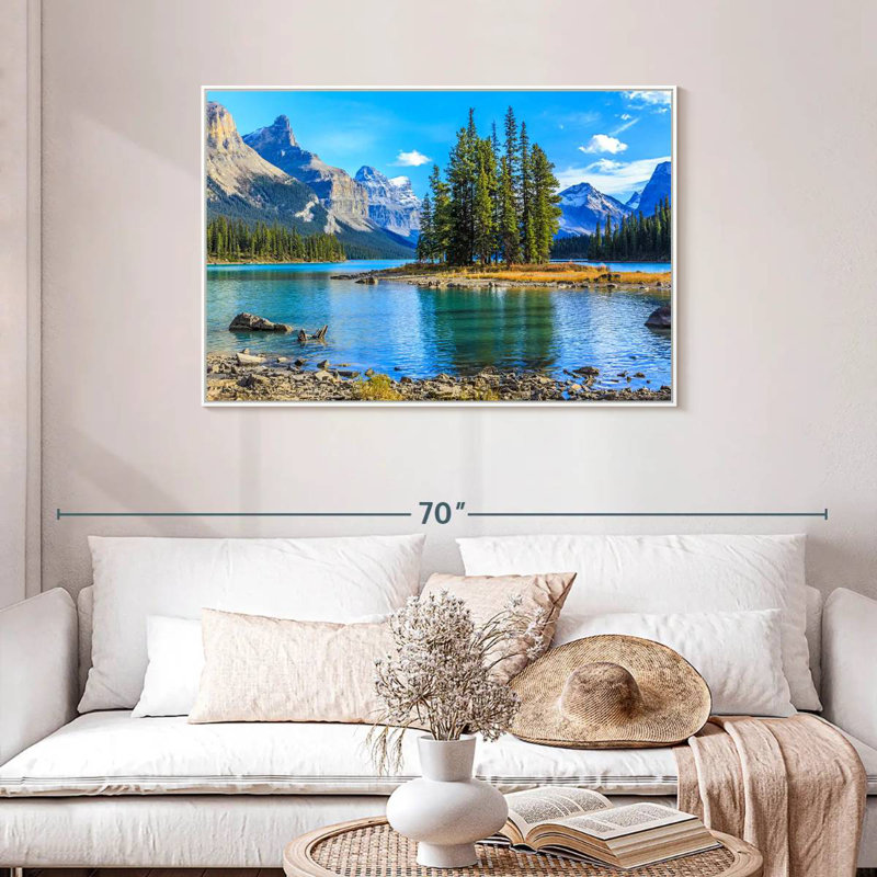 Lac Maligne, Cadre flottant blanc, 43 po x 29 po