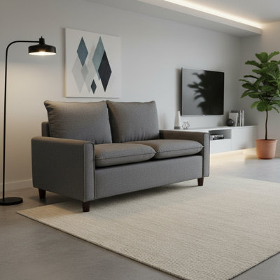 Container Furniture Direct Kathy Collection Modern Contemporary Fabric Upholstered Livingroom Loveseat Sleeper, Dark Grey