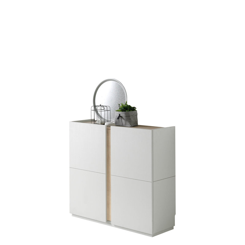 18 Pair Shoe Storage Cabinet, White/Light Oak