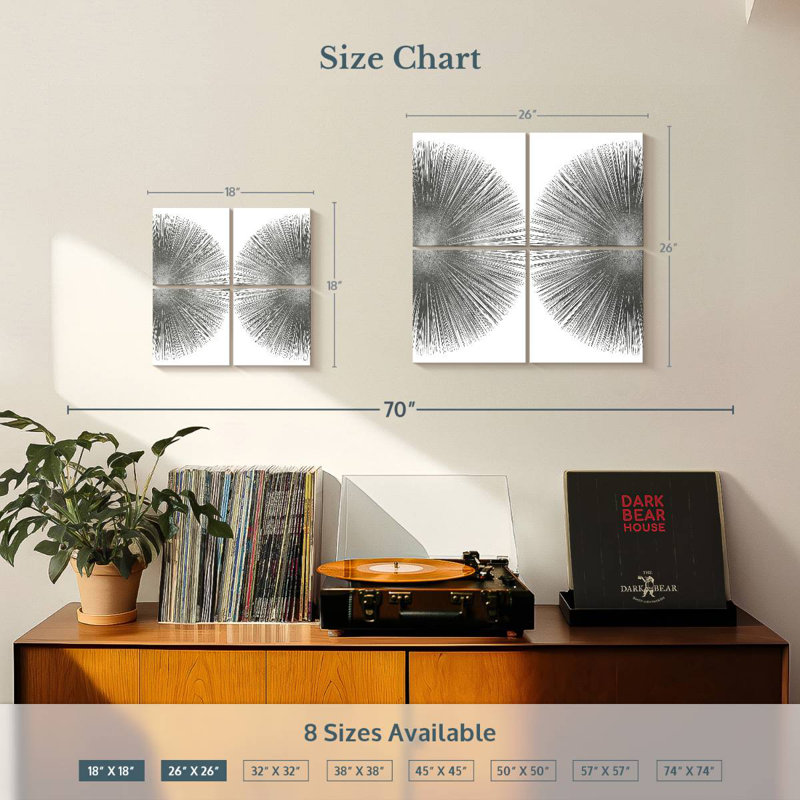 Silver Sunburst II, H 18 po x l 18 po