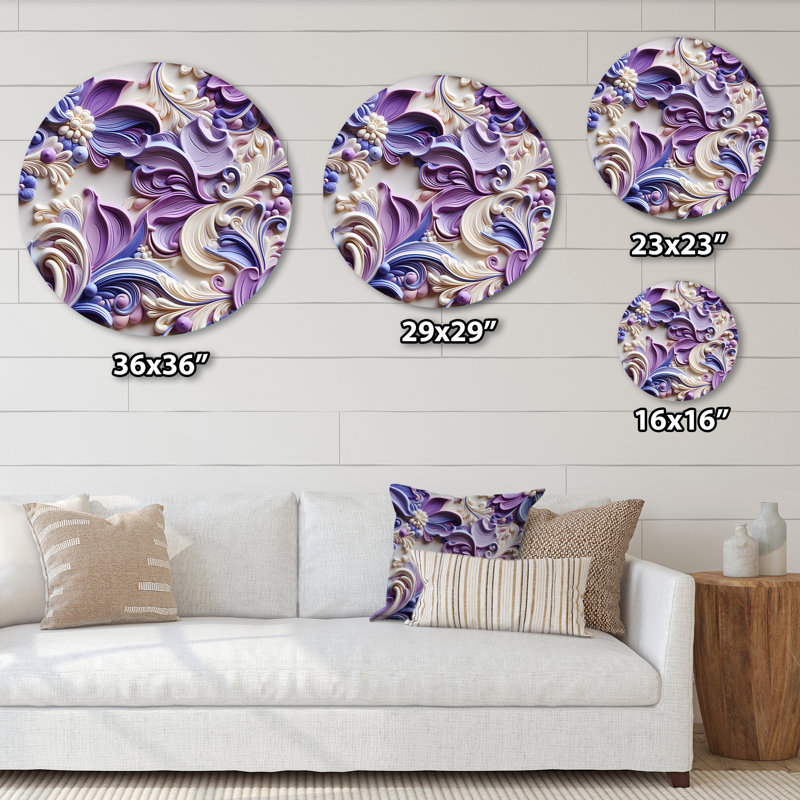 Wooler - Cachemire, art floral rond en métal, H 36 po x l 36 po