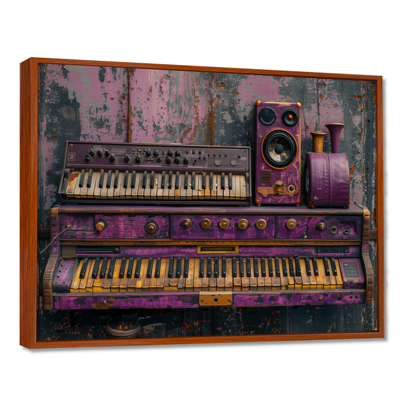 «Purple Gold Music Instument», Cadre flottant brun, bois massif, H 16 po x l 32 po