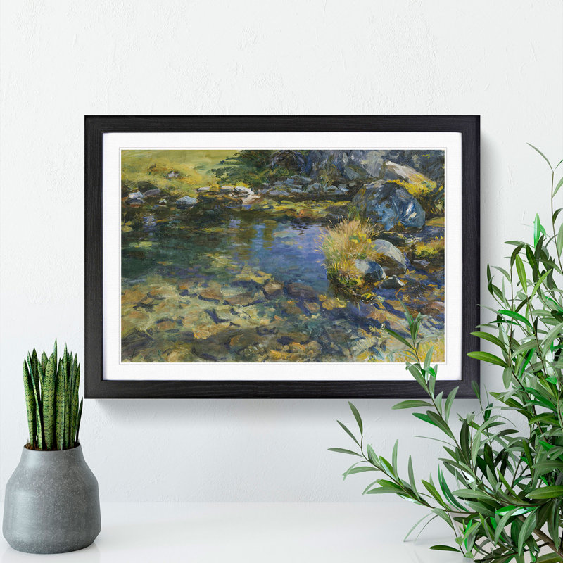 Alpine Pool by John Singer Sargent - Picture Frame Graphic Art, 27cm H x 36cm W x 2cm D, Black Framed