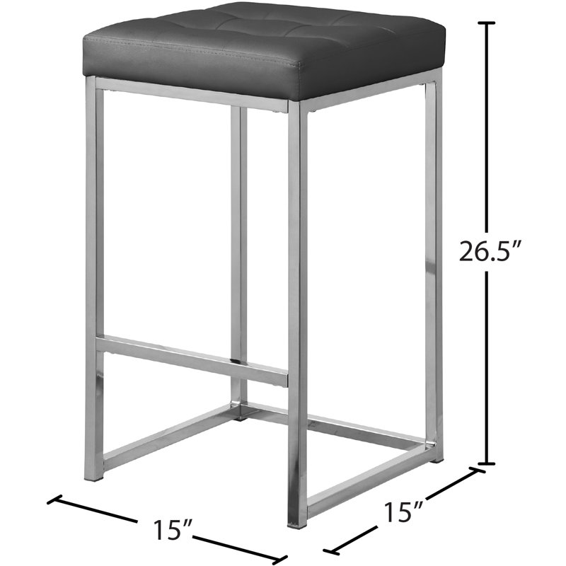 Nicola 26.5" Counter Stool, Chrome, Gray 