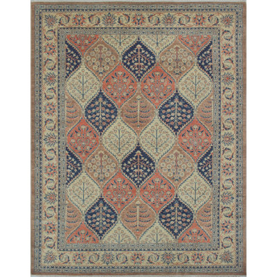 Tapis de zone en laine 9 pi 1 po x 11 pi 9 po main one-of-kind noué la Alexandre
