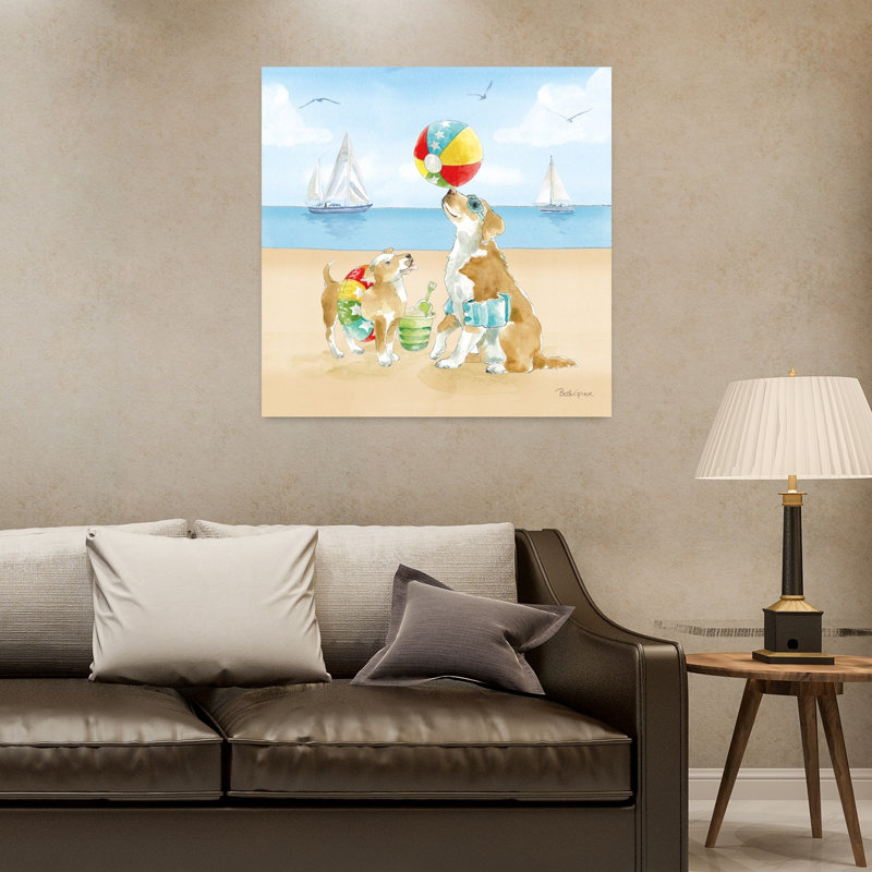 «Summer Fun At The Beach II», palmier abstrait, art côtier, H 32 po x l 32 po