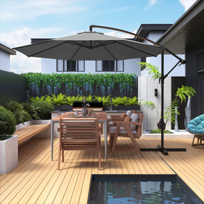 10ft Outdoor Cantilever Umbrella - Offset Patio Umbrella with Easy Tilt, 99.9% UV Protection, and Sturdy Iron Frame for Garden, Pool, Backyard, without Base