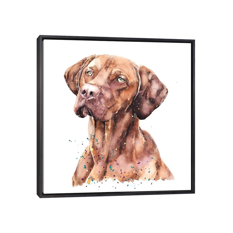 Reproduction d’art sur toile bisesaque, H 26 po x l 26 po x P 1,5 po, Toile avec cadre noir patiné, Pas de tapis