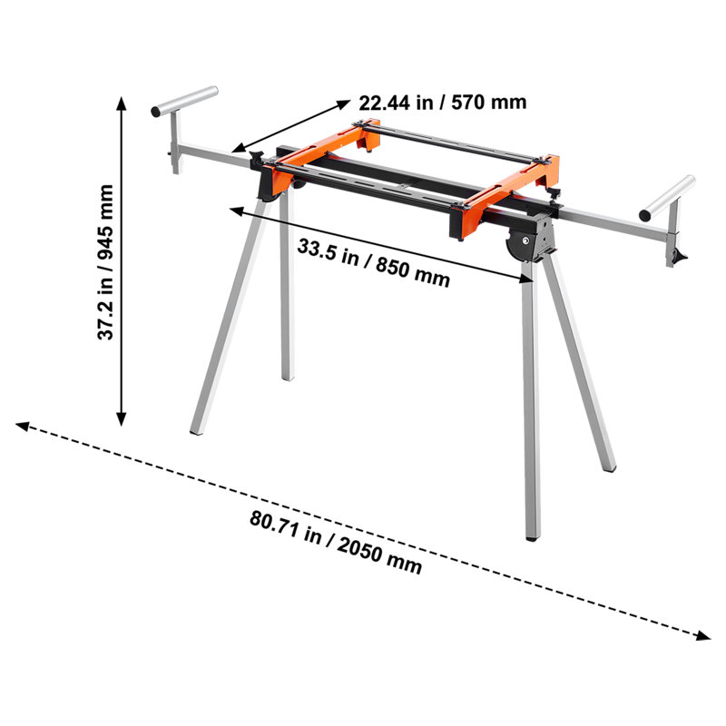 205cm W Steel Top Miter Saw Stand