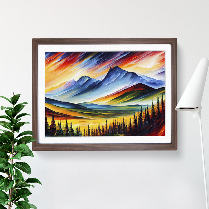 Mountains Scene Vol.5 Abstract - Framed Print, 46cm H x 64cm W x 2cm D, Brown Framed