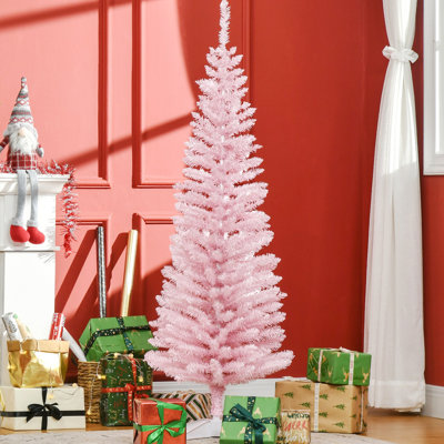 Arbre de Noël artificiel, arbre de Noël mince avec 294 pointes de branches réalistes et support en plastique