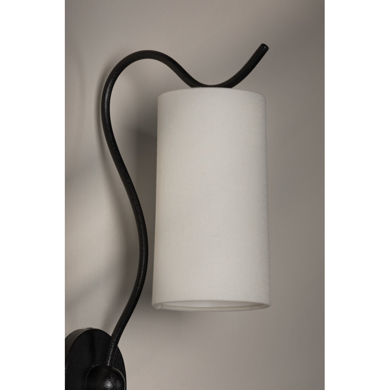 Forged Iron Wall Sconce with Natural Linen Shade