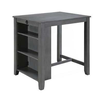 Counter Height Dining Table With Usb Charging Ports And Shelves by Winston Porter