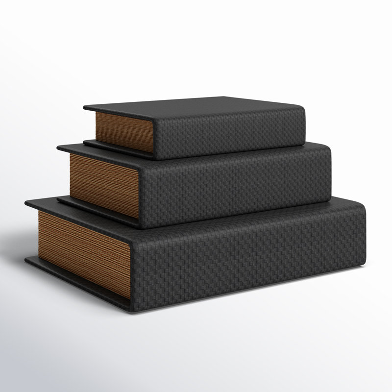 Vanora Faux Leather Book Shaped Decorative Box, Black