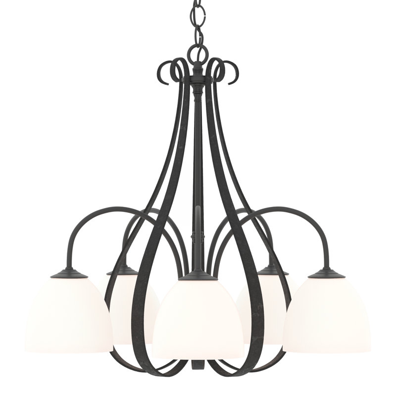 Sweeping Taper 5 - Light Shaded Classic/Traditional Chandelier, Black