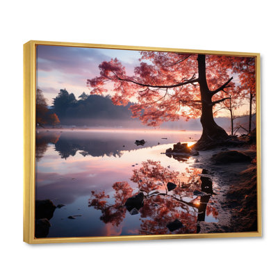 «Lake Serenity Pastel Sunrise in Autumn», reproduction