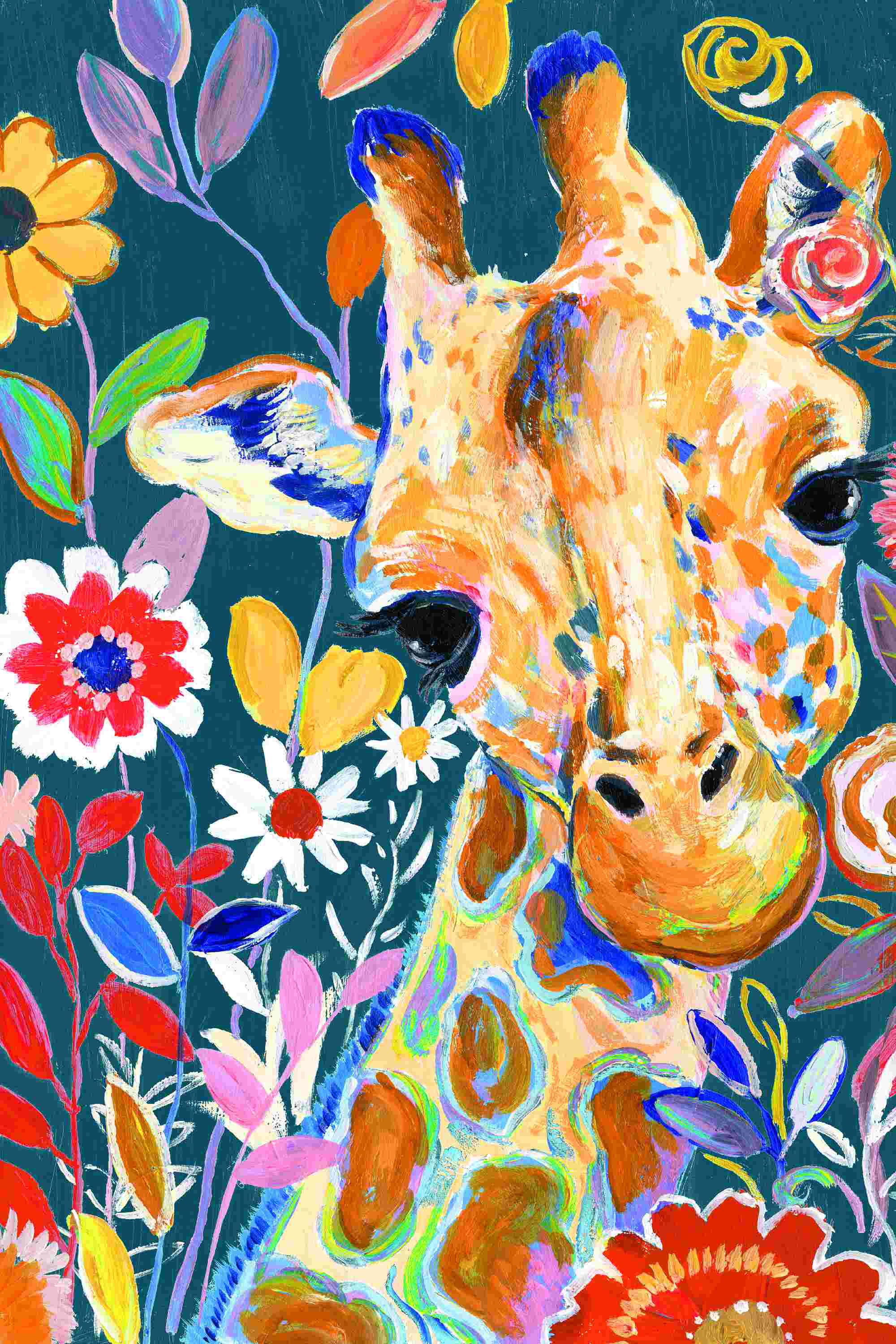Bungalow Rose Painterly Floral Giraffe | Wayfair