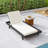 Lounge Chaise Set, Space Available On One Side, Acacia Wood In Black With Water-Resistant Lounge Cushions (4 Inch Thick)-649112474-649112479