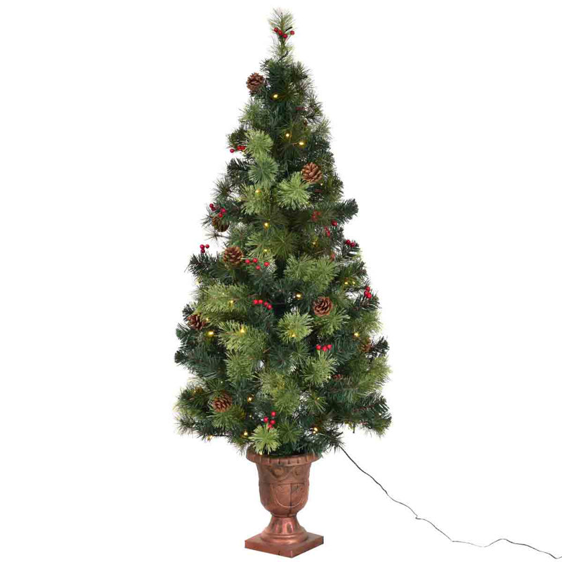 Arbre de Noël vert pin cachemire avec lumières DEL, H 5 pi