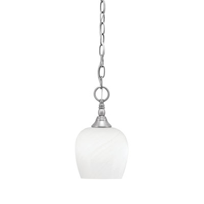 Chain Hung Mini Pendant With 6" White Marble Glass
