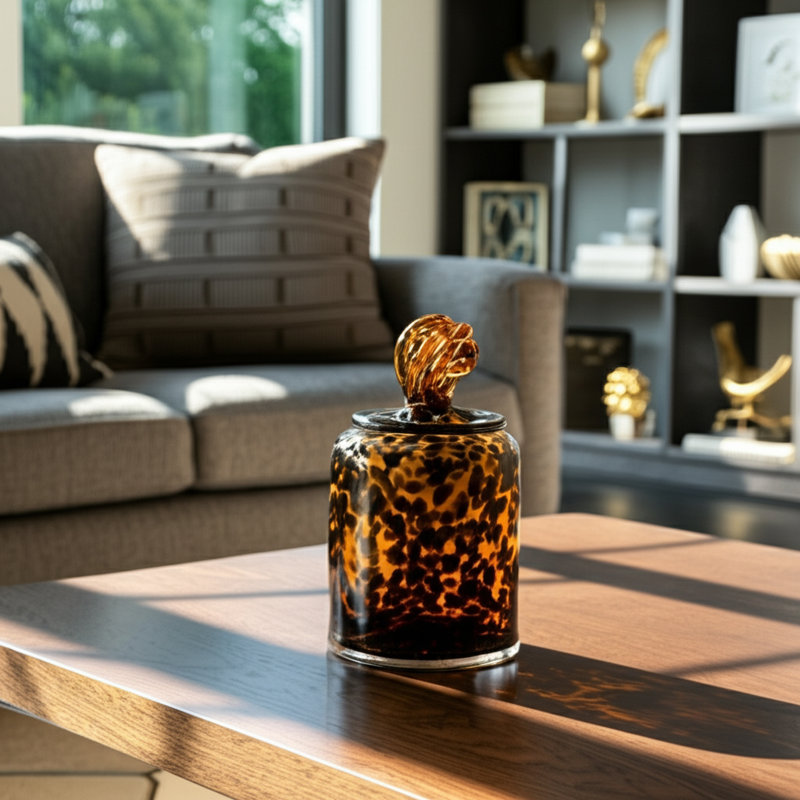 Vase de table en verre avec couvercle à nœuds Fulga Decorative Apothecary, H 8 po x l 5 po x P 5 po