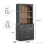 Ensemble de 2 grandes bibliothèques modernes en bois 72 po avec 3 tiroirs, ébène-120112847