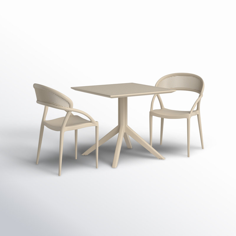 Farrah Patio 3 Piece Bistro Set, Taupe