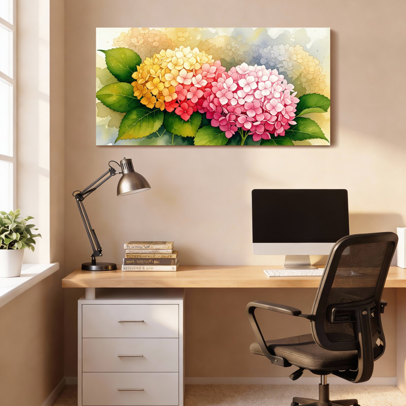 Hortensia fleur impression aquarelle sur toile tendue Art de peinture à l'huile pour salon chambre à coucher