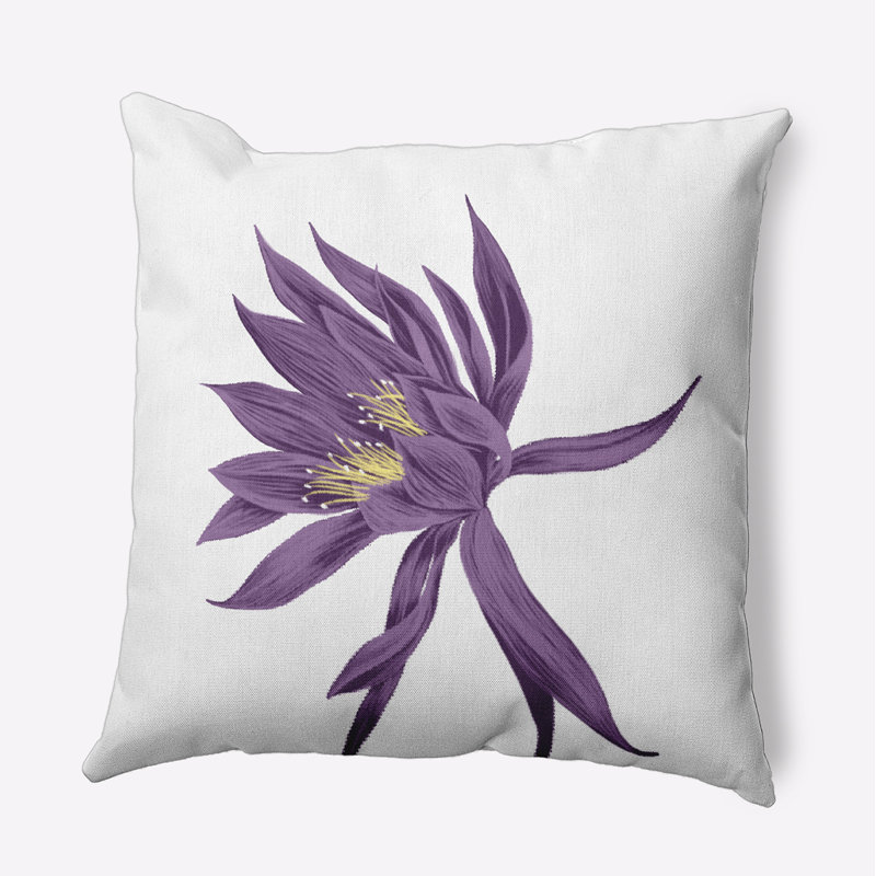 Cuban Flare Floral Outdoor Reversible Throw Pillow, Purple, 20" x 20"