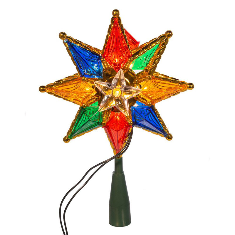 Multi-Colored Plastic 10-Light 8-Point Star Tree Topper
