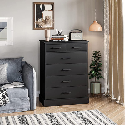 Commode à 6 tiroirs, commode H 37,8 po x l 27,6 po, organisateur de vêtements moderne en bois