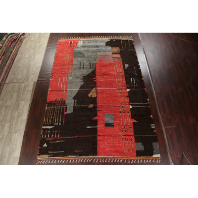 Tapis marocain abstrait en laine noué à la main 10 x 15