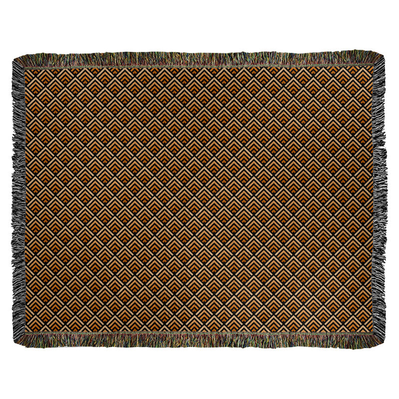 Katelyn Elizabeth Hand Woven Throw Blanket, 37" W x 52" L, Black/Orange