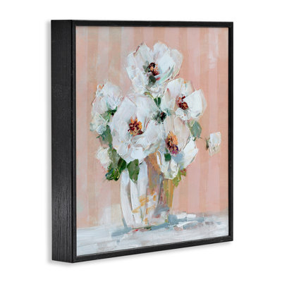 Coquelicots blancs sur fond rose, estampe numérique par Sally Swatland