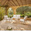 Ensemble de conversation de patio 4 pièces en bois massif avec coussins-321248725