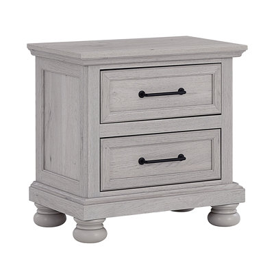 Table de chevet 2 tiroirs grise avec port USB