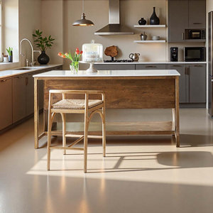 Latitude Run® Solid wood and marble countertop kitchen island | Wayfair